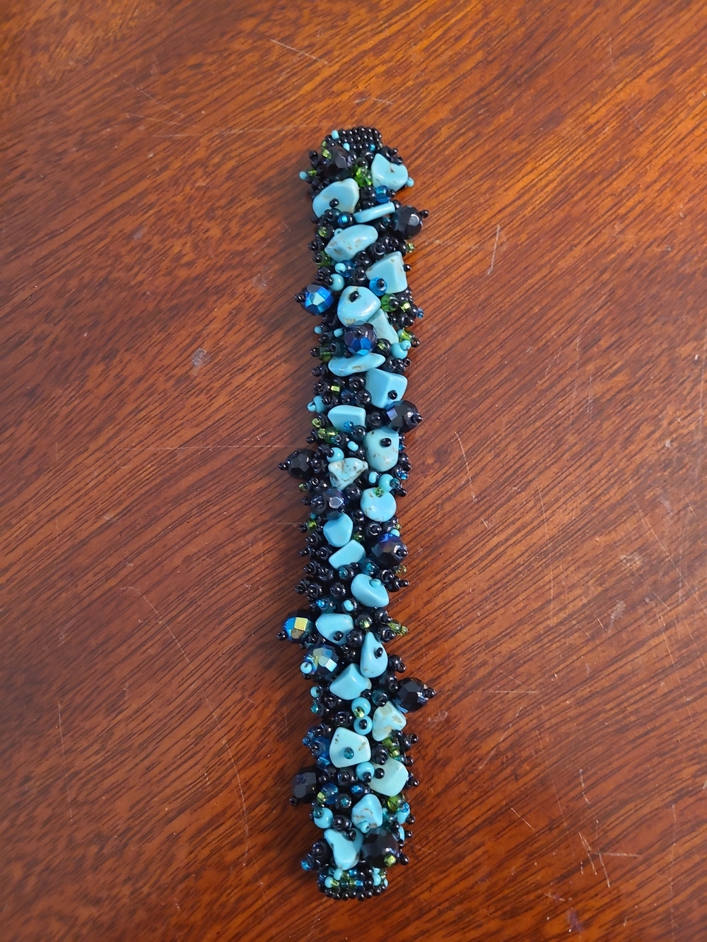 Source Unknown Turquoise and Black Beaded Bracelet